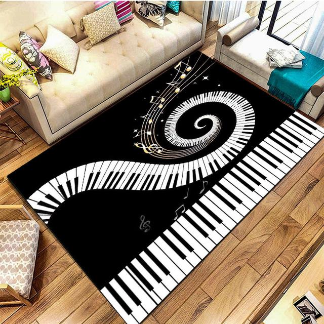 TEMU 1枚 ティブなピアノの音符デザイン 滑り止め 洗濯機可 マット - 、ポリエステル100%、高品質、3サイズ(23.6x35.4インチ、31.4x47.2インチ、47.2x62.9インチ) リビン、バスルーム、玄関用、ピアノ装飾