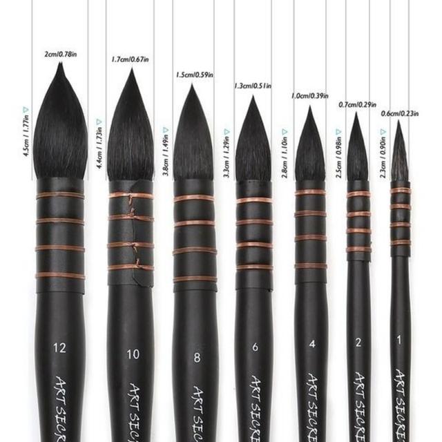 TEMU 65RPY 나무 손잡이 다람쥐털 고품질 프로용 수채화 브러시