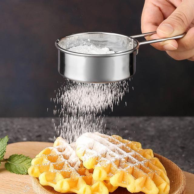 TEMU Stainless Steel Handheld Mini Flour Screen 40 Mesh Screen Powder Spreader Baking Household Screen
