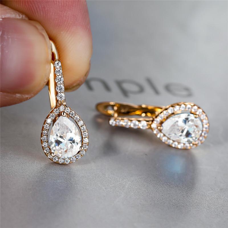 TEMU A Pair Of Stylish Classic Wedding Earrings Featuring Multicolored Synthetic Zirconia Hoops, Mysterious Rainbow Teardrop Stones For Women