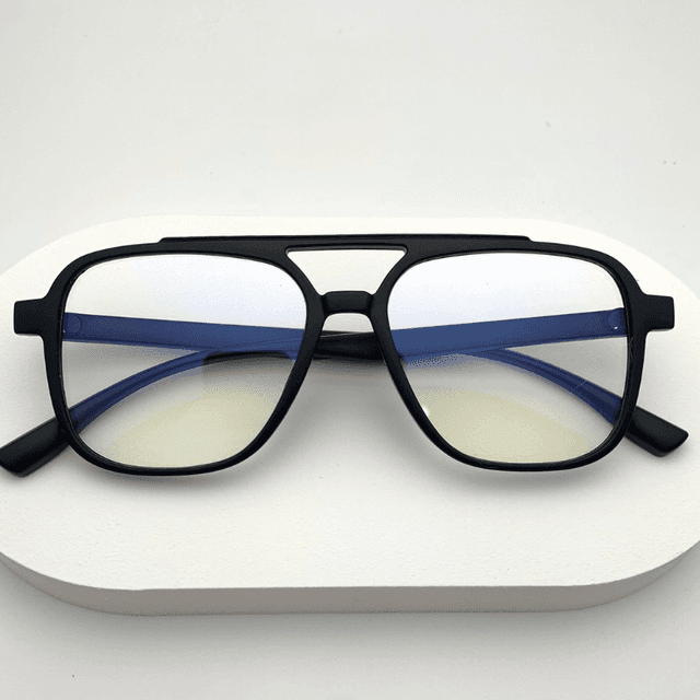 TEMU 1pc Square Glasses Double Beam, Decorative Glasses Fashion Eyewear Women And Men