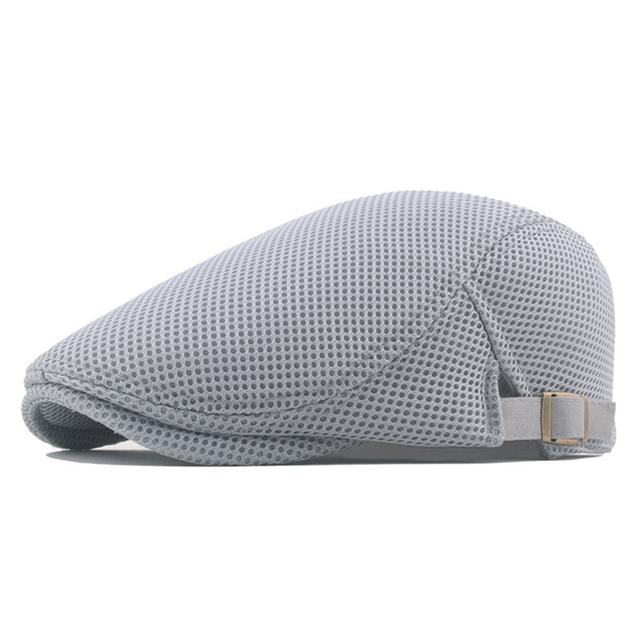 TEMU Summer Men News Breathable Cap Hat Mesh Golf Driving Sun Flat Beret Black White Gray Beige Hats Caps Visors