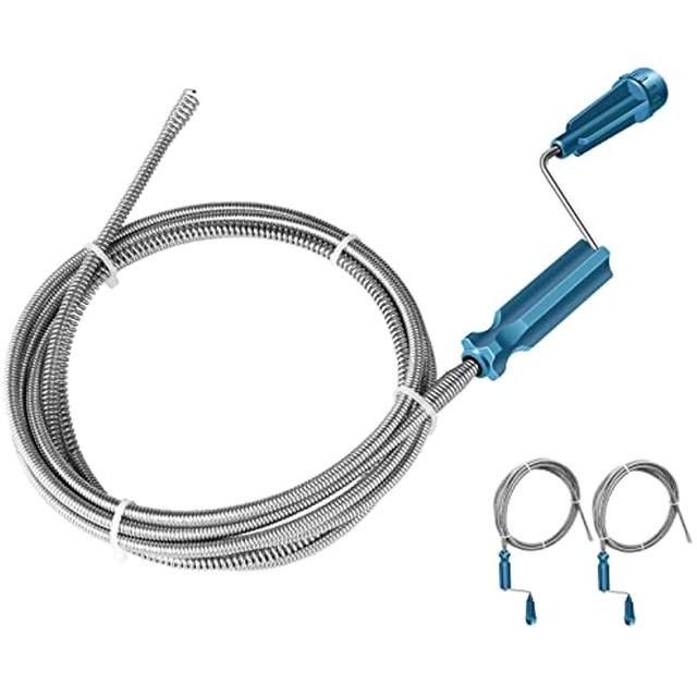 TEMU Varillas de limpieza de tuberías flexibles de 5.5 mm x 102.36 pulgadas - Desagüe en con gancho de limpieza
