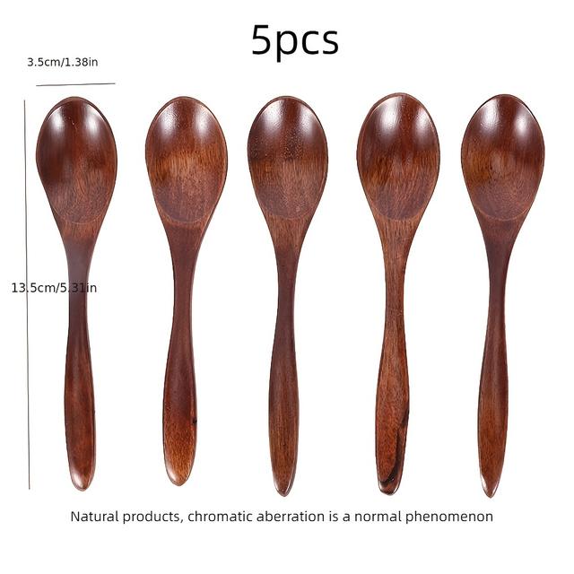 TEMU With 5pcs Natural Wood Bamboo Cooking Utensils - Lightweight, Cute And Fast Delivery Included!