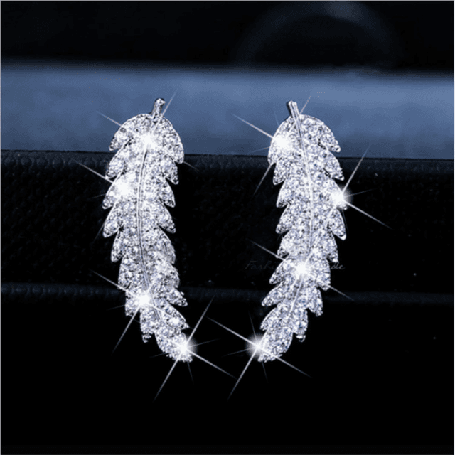 TEMU Stylish And Elegant Leaf-shaped Earrings With A Shiny End, Perfect For Birthdays, Anniversaries, Or Any Special Occasion