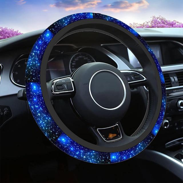 TEMU 1 capa para volante com design de céu azul leitoso do com elasticidade antiderrapante, adequada como acessório universal de 15 polegadas para carros, SUVs e camiões
