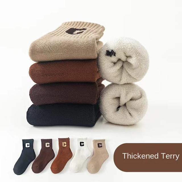 TEMU 5 de Meias Quentes Grossas para , com Cores e Designs de Letras, Perfeitas para Estudantes