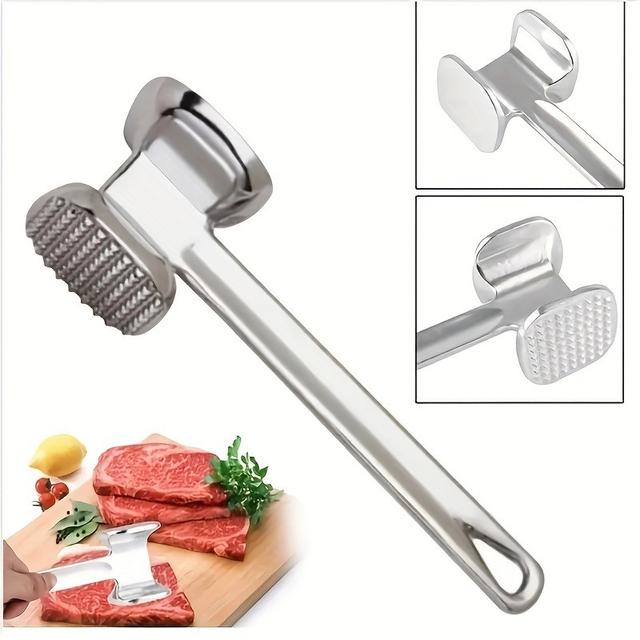 TEMU Heavy-duty Dual-sided Meat Tenderizer Hammer Mallet - Aluminum Alloy Steel Ball Shock Polished, Ergonomic Handle For Steak Chicken Bbq Picnic Camping - Dishwasher Safe Kitchen Gadget