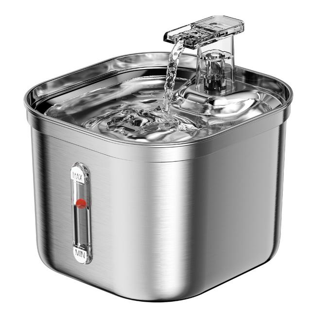TEMU 74oz/2.2l Automatic Pet Water Fountain Dog Water Dispenser, Stainless Steel Cat Water Feeder, Without Battery