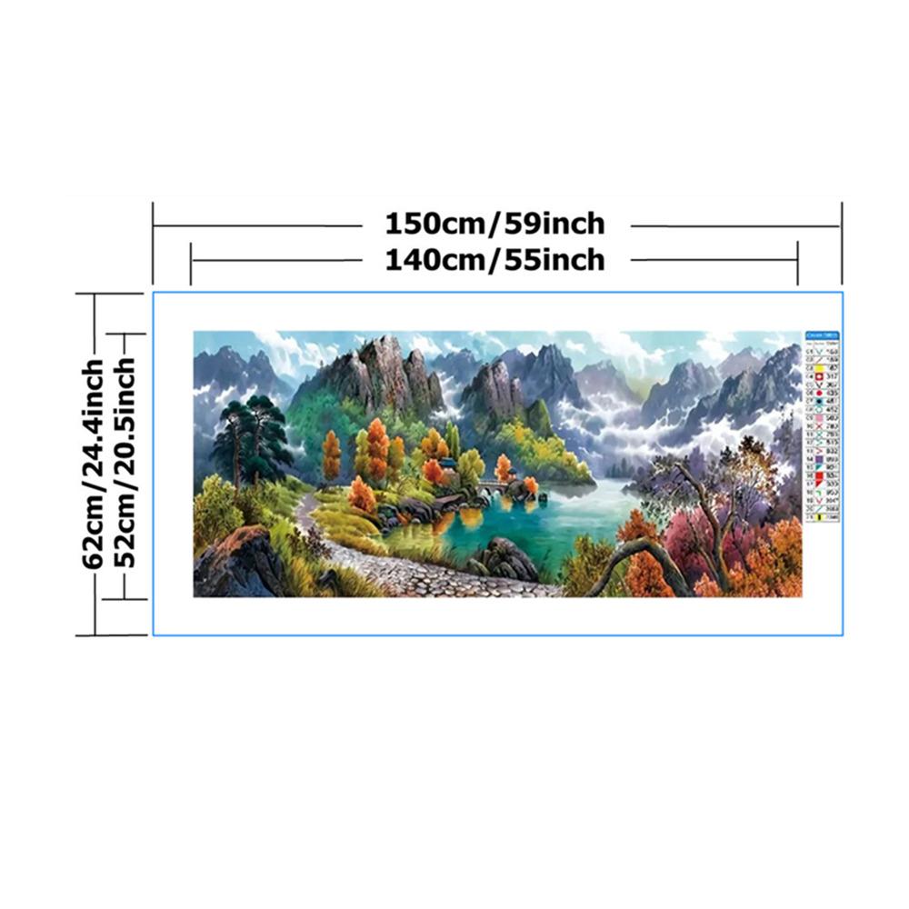 TEMU 1Set Aiguille à Broder, Kit de Point de Croix DIY, Broderie Complète Motif Paysage Montagne Kits de Point de Croix 11CT Imprimé sur Toile Peinture Décoration Maison
