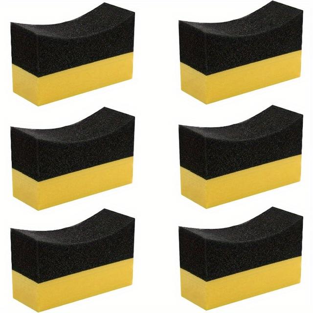 TEMU 6pcs Tire Applicator Dressing Shine Sponge, Tire Dressing Applicator Pads, Color Polishing Sponge For Car Glass, Painted Steel & Porcelain