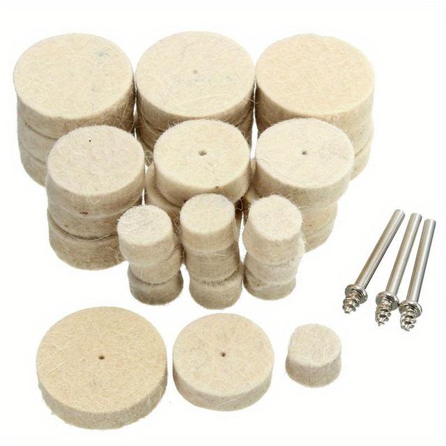 TEMU 33pcs Wool Felt Abrasive, Polishing Wheel, Polishing Pad, Abrasive Polishing Tip, 3mm Shank, For Dremel Rotary Tools, Hand Drills