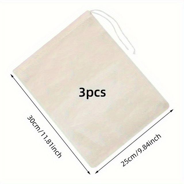 TEMU 1pc/3pcs Fabric Straining Bag For Straining, Nut Milk, Cold Brew, Tea, Yogurt, And Coffee - Easy To Clean And Dishwasher Safe