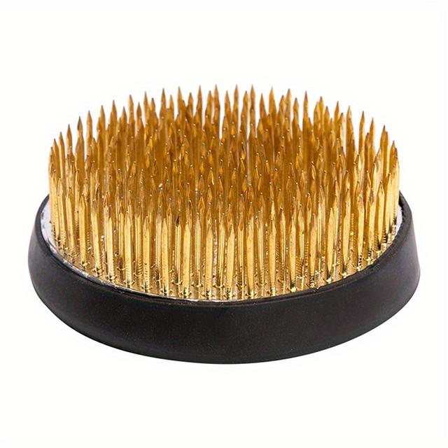 TEMU حامل زهور نحاسي دائري مع شوكات، أداة متينة لتزيين الزهور الطازجة والاصطناعية، تصميم مدمج لتركيب سهل، ديكور حديقة على شكل ضفدع