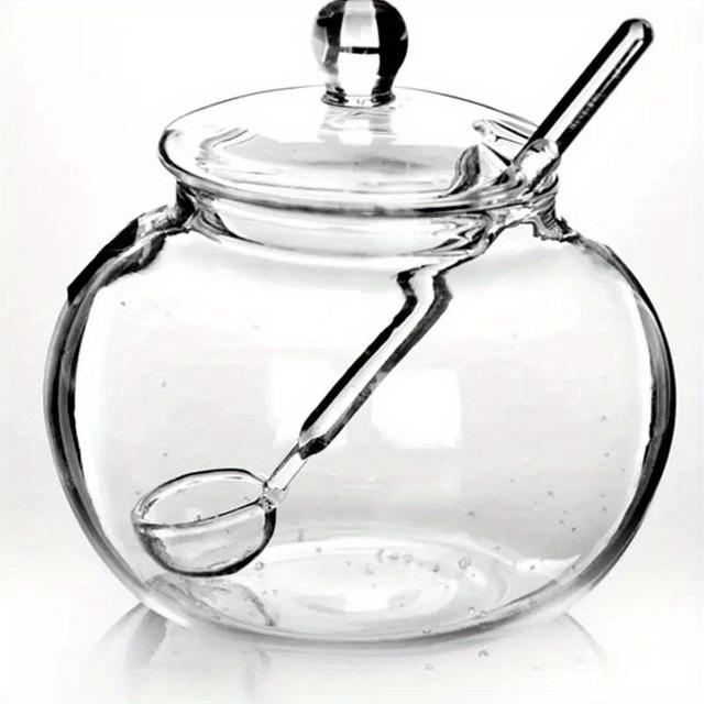 TEMU 11.83oz Clear Glass Sugar Bowl With Metal Spoon - Ideal For Kitchen Use, Safe For Outdoor, Home Organization, Candy Storage, Glass Food Storage