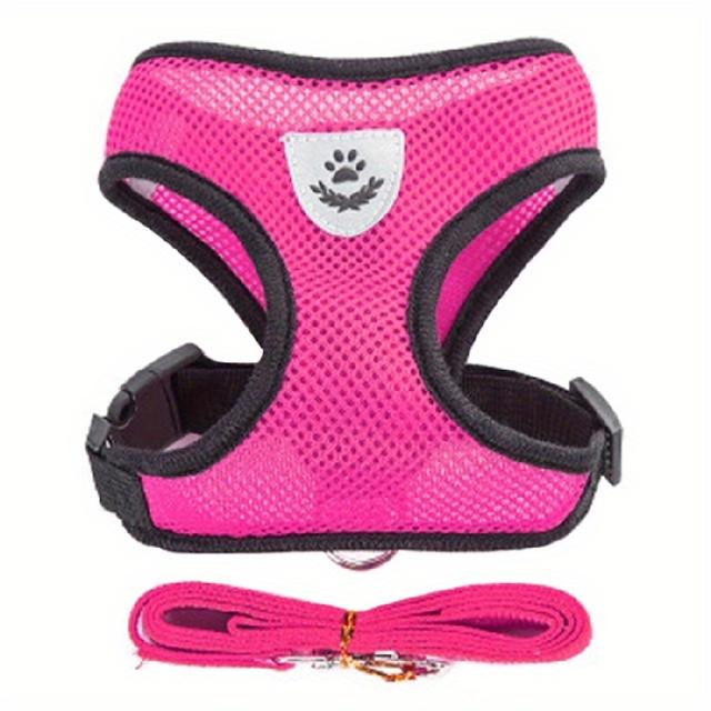 TEMU Arneses para perros, correas, collares de malla para mascotas, correa reflectante transpirable para cachorros, suministros ajustables para mascotas, regalo de Navidad