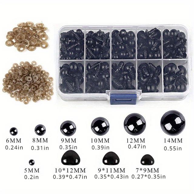 TEMU 264pcs Of Doll Additions With All-black Plastic Eyes And Nose For Dolls And Figurines, Including Bear Screws And Artistic Eyes