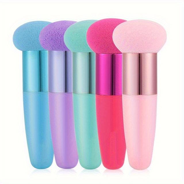 TEMU Juego de 5 brochas de maquillaje con mango, esponjas de belleza en múltiples estilos, herramientas profesionales de maquillaje para mujeres