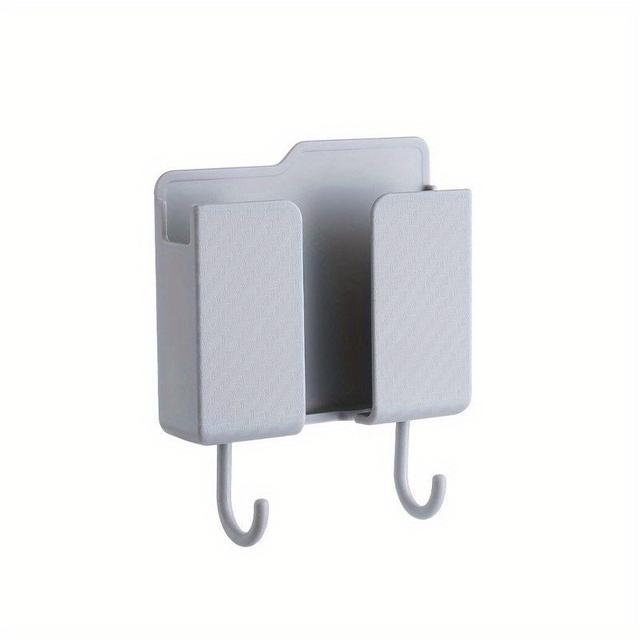 TEMU Versatile Wall-mounted Phone Holder With Cable Management - Nickel-free, Ideal For Shower & Rv Use, Adhesive, Data Cable Receiving Hole, Charging