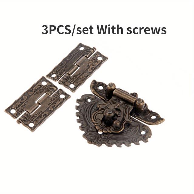 TEMU Set Of 3 Vintage Padlocks For Wooden Boxes, Complete With Screws, Plus Decorative Hinges For Suitcases And Cabinets, Ideal For Retro Furniture