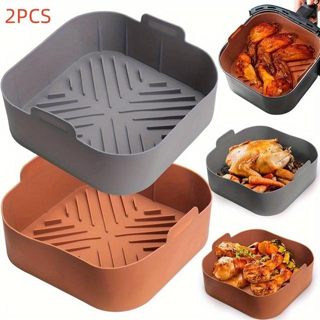 TEMU 2pcs Silicone Air Fryer Liner 8.27 Inch, Suitable For 5.5 Qt Reusable Air Fryer, Heat Easy Clean Air Fryer Silicone Pot, Suitable For Air Fryer Accessories