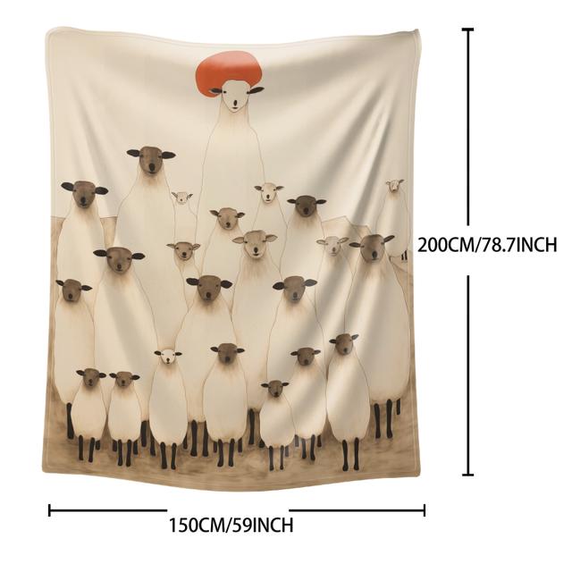 TEMU 1pc, Lamb Art Painting Blanket, Blanket, Blanket, Nap Blanket, Sofa Blanket, Soft And Comfortable Blanket, Gift, Gift, Holiday Gift, Bedding Supplies