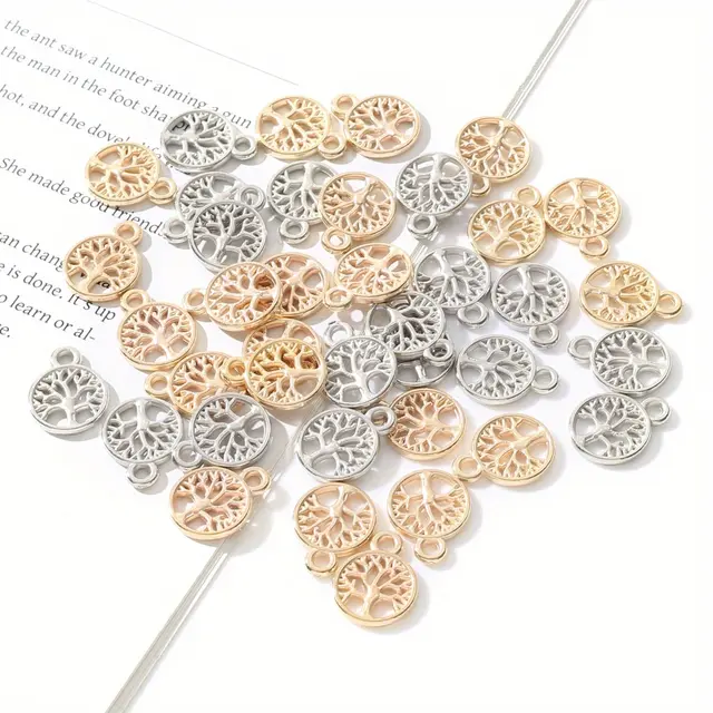 TEMU 100개 라운드 전기 도금 CCB 아크릴 펜던트 귀걸이 목걸이 핸드메이드 액세서리 아크릴 참