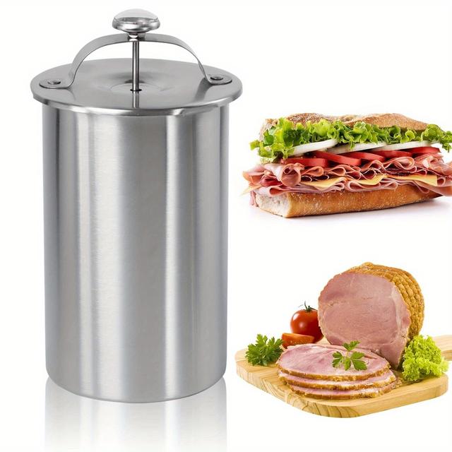 TEMU 1pc 304 Stainless Steel Meat Press Machine, Halal-friendly, Uncharged Patty Maker For Sandwiches, Seafood & Poultry, Kitchen Cooking Accessory