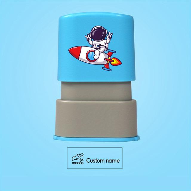 TEMU 1pc Of Blue Personalized Name Stamp For Custom Signatures And Labels For Clothing, Featuring A Cute Design.