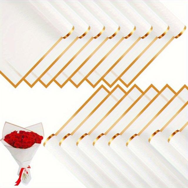 TEMU Waterproof Flower Bouquet Wrapping Paper Made Of Film And Han-style Paper For Floral Gift Packaging.