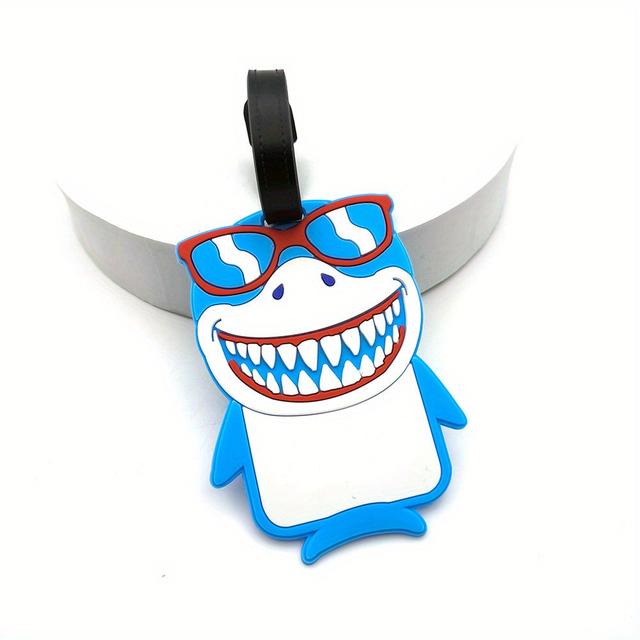 TEMU 1pc Cute Cartoon Shark Shape Luggage Tag, Men And Women School Bag Baggage Bag Tag, Airport Station Tag, Airport Boarding Tag, Trolley Case Identification Tag, Travel Accessories