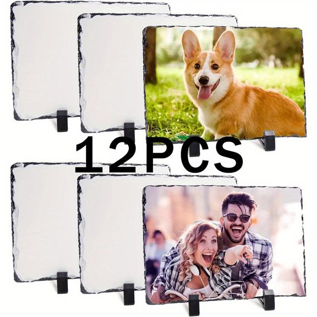 TEMU Sublimations-Steinplatten, Bilderrahmen, Wärmeübertragung, Fels, Foto-Plakette, 6x8 Zoll mit Display-Ständer, Dekoration für Desktop, Souvenir, personalisiertes Geschenk