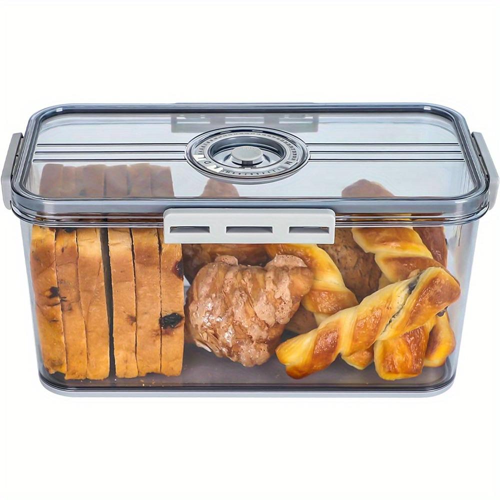TEMU 1pc Bread Box For Kitchen Countertop, Airtight Loaf Bread Storage Container, Time Recording Bread Keeper With Lid, Bread Holder Bin For Homemade Bread, Bun, Bagel, Loaf