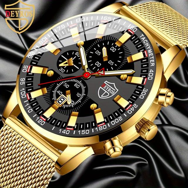 TEMU Luxury Mens Date Watches Men Stainless Steel Quartz Watch Male Business Casual Wrist Watch