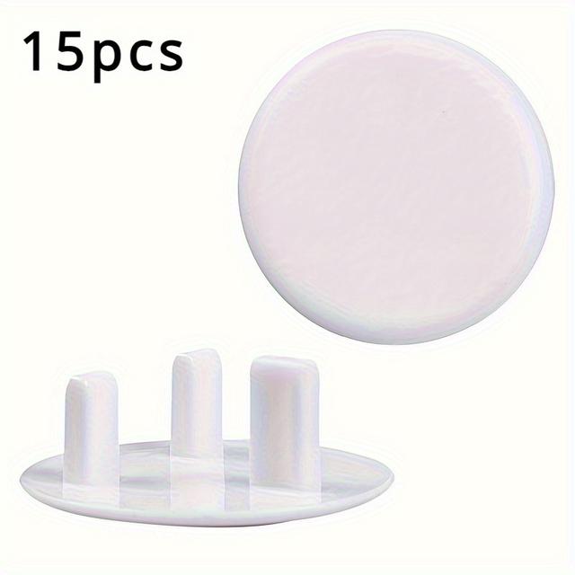 TEMU 15pcs Child Resistant Socket Cover, Durable Pp Plastic, Shock Resistant, Power Switch - White