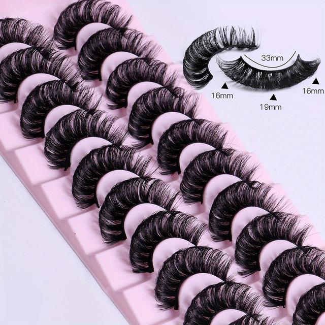 TEMU 10 Pairs Strip Lashes Dd Lashes 3d Eyelashes Reusable Fluffy False Lashes Extensions