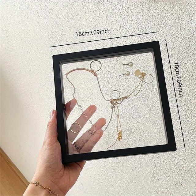 TEMU 1pc New Arrival Transparent Pe Film Jewelry Storage Box With Black Frame For Dustproof And Anti-oxidation, Jewelry Boxes