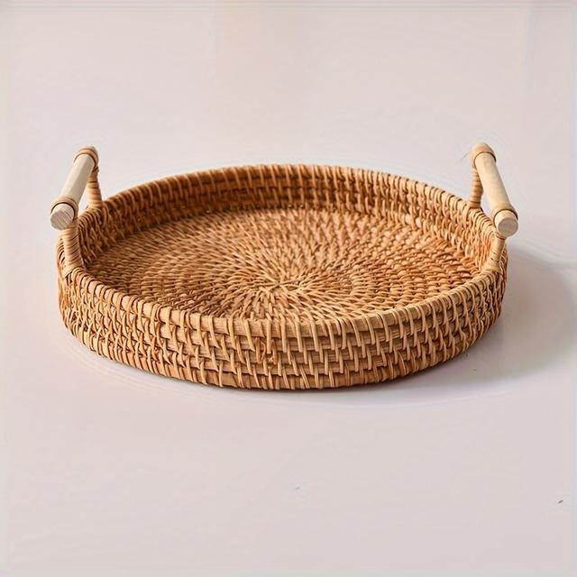 TEMU Handmade Rattan Trays - Fruit Plates, Heat-resistant Mats
