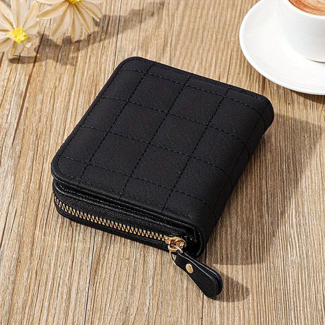 TEMU 1pc Plain Quilted Compact Wallet, Women's Small Purse, Multi-card Slot Holder