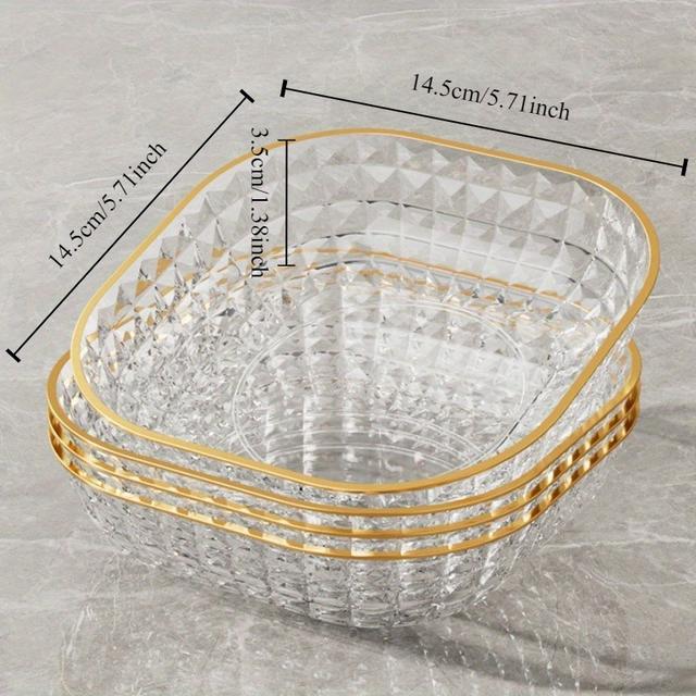 TEMU 4pcs Elegant Fruit Bowl With A Diamond Design And , Perfect For Serving Snacks At Parties