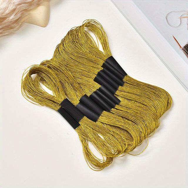 TEMU 12pcs 8-meter Golden Metallic Thread Embroidery Floss, Decorative Sewing Golden Cross- Embroidery Hoop Craft Needlework Hand Embroidery Bracelet String Diy Cross- Thread Set