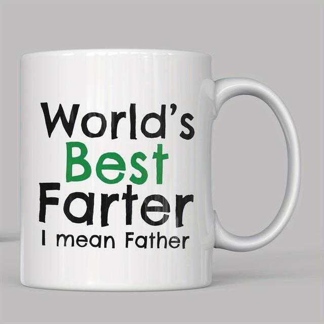 TEMU Father" Funny Coffee Mug - Microwave-safe Ceramic Cup With Humorous Design, White/black - Perfect Gift For Dad On Father's Day, Birthday, Christmas | Durable & Reusable For Office & Home Use
