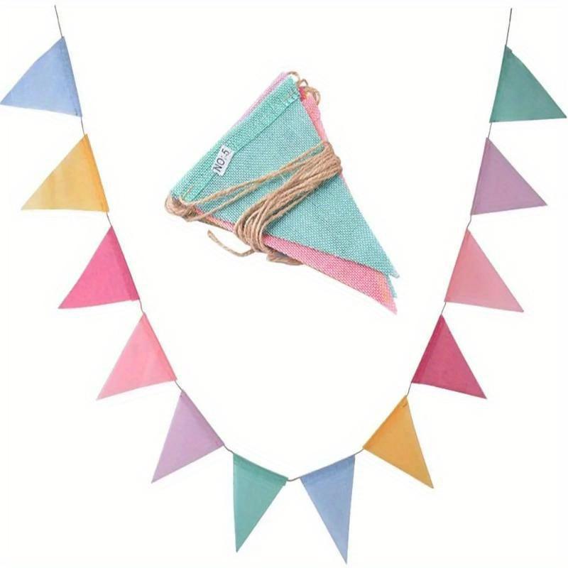 TEMU . 4M Bunte Jute Wimpelbanner Geburtstag Hochzeit Weihnachtsfeier Girlande Banner zum Aufhängen für Zuhause