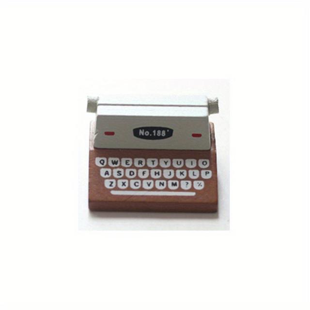 TEMU Retro Wooden Typewriter-style Memo Clip, Office Desk Decor, Photo Holder, Vintage Look, Wood Material, 2 Styles Available