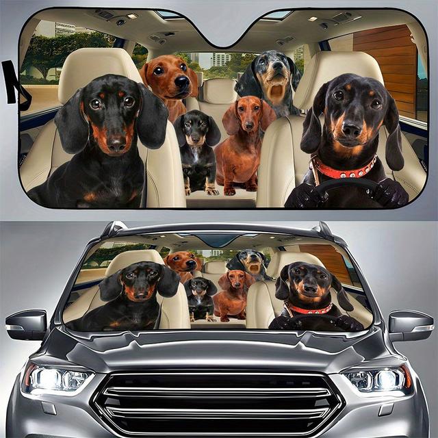 TEMU Mini Dachshund Car Sunshade, Mini Dachshund Car Decoration, Dog Windshield, Dog Lovers Gift, Dog Car Sunshade, Car Decoration