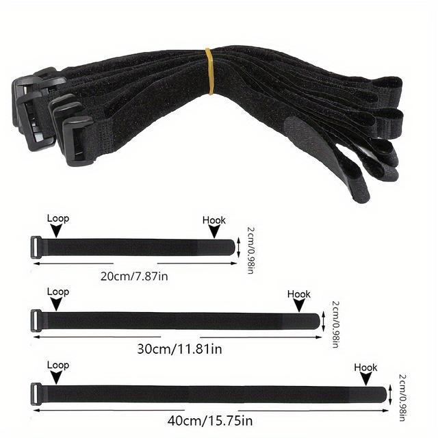 TEMU 10pcs Reusable Hook And Loop Straps Fastening Cable Ties Cable Straps Nylon Securing Wire Cord Ties Organizer Fastener Tape