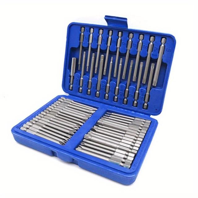 TEMU 50pcs Screwdriver Bit Set With Case, S2 Metal, Extra Long 75mm, Torx Star Hex Pozi Phillips Slotted, Strong Magnetic Hand Tool Set, Professional Quality, Home And Workshop Essentials