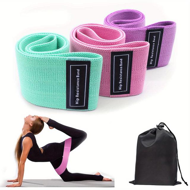 TEMU 3pcs Lightweight Resistance Bands For Legs & Butt - Stackable, Polyester With Handles For , Exercise & Fitness Workouts