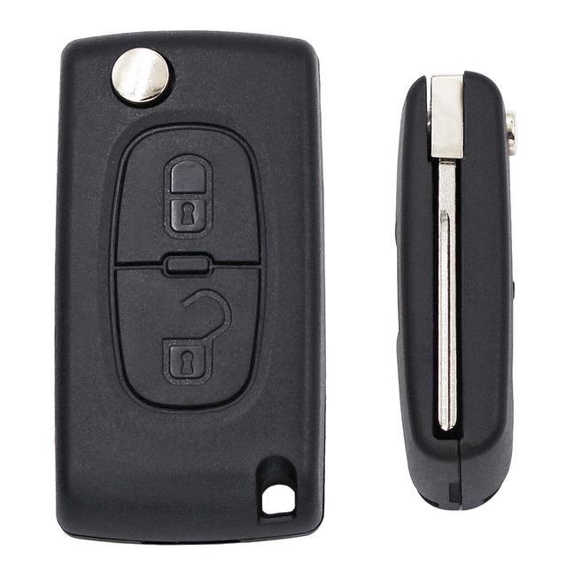 TEMU For 207 307 407 408 2 Button Flip Remote Key Fob Case Hu83 Blade With + Battery Holder