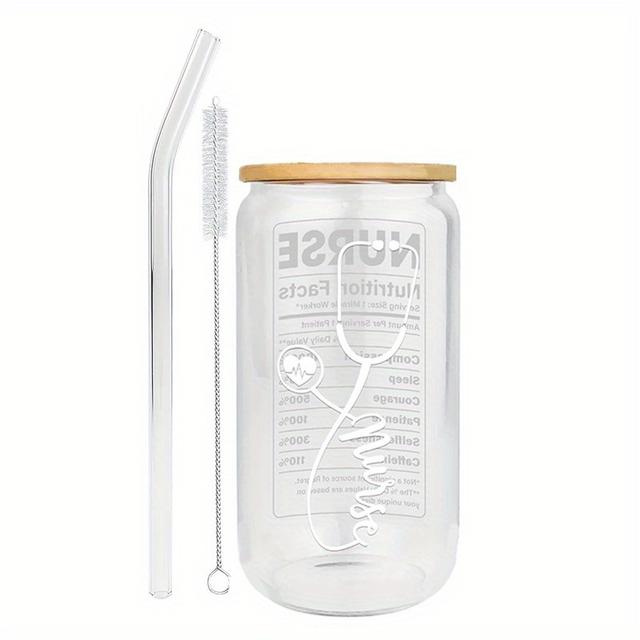 TEMU Bezaubernder 16oz Glas-Kaffeetasse - Perfektes Geschenk zur Wertschätzung von Krankenschwestern für Valentinstag, Abschlussfeiern & Dankeschön-Feiern